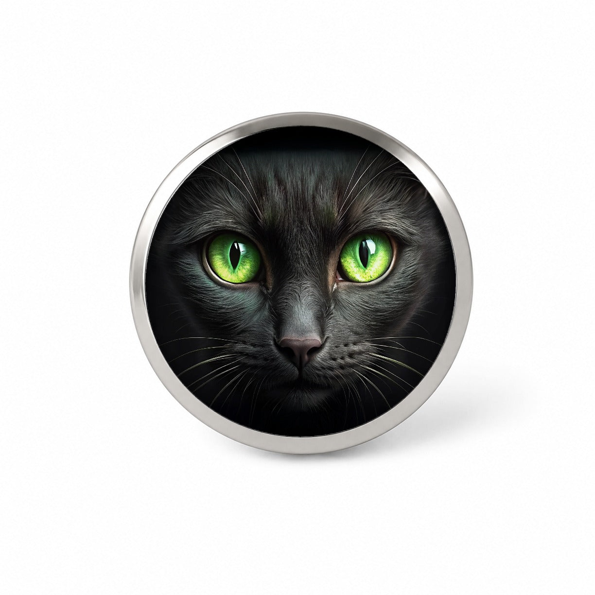 Black Cat with Green Eyes Novelty Hat Backpack Lapel Pin