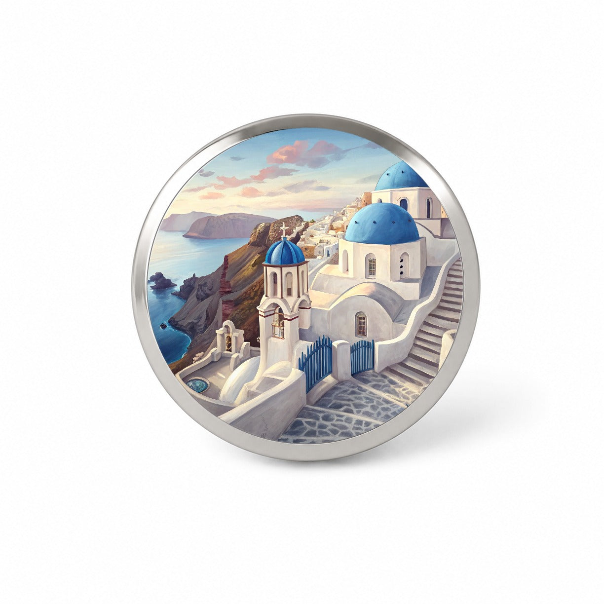 Blue Domes Of Oia Santorini Greece Aegean Sea Novelty Hat Backpack Lapel Pin