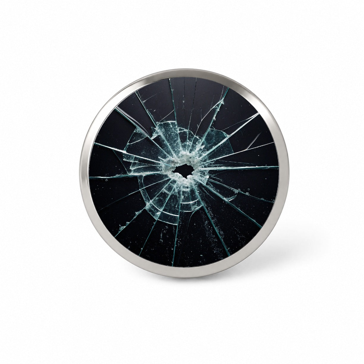 Close-Up Of Broken Pane Of Glass Novelty Hat Backpack Lapel Pin