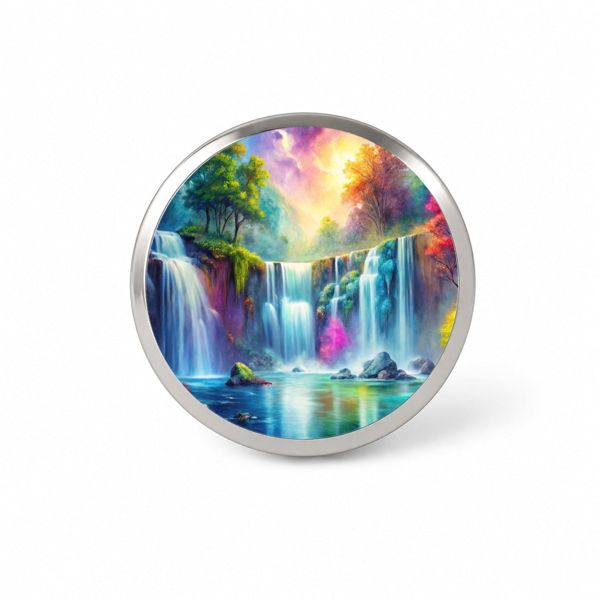 Colorful Fantasy Forest Waterfalls Novelty Hat Backpack Lapel Pin