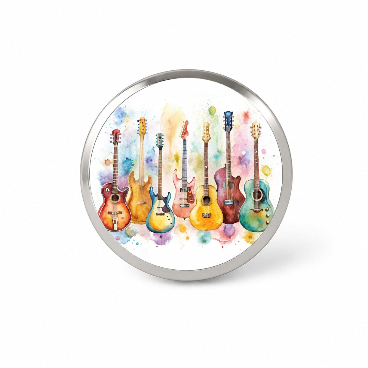 Colorful Guitar Collection Watercolor Novelty Hat Backpack Lapel Pin