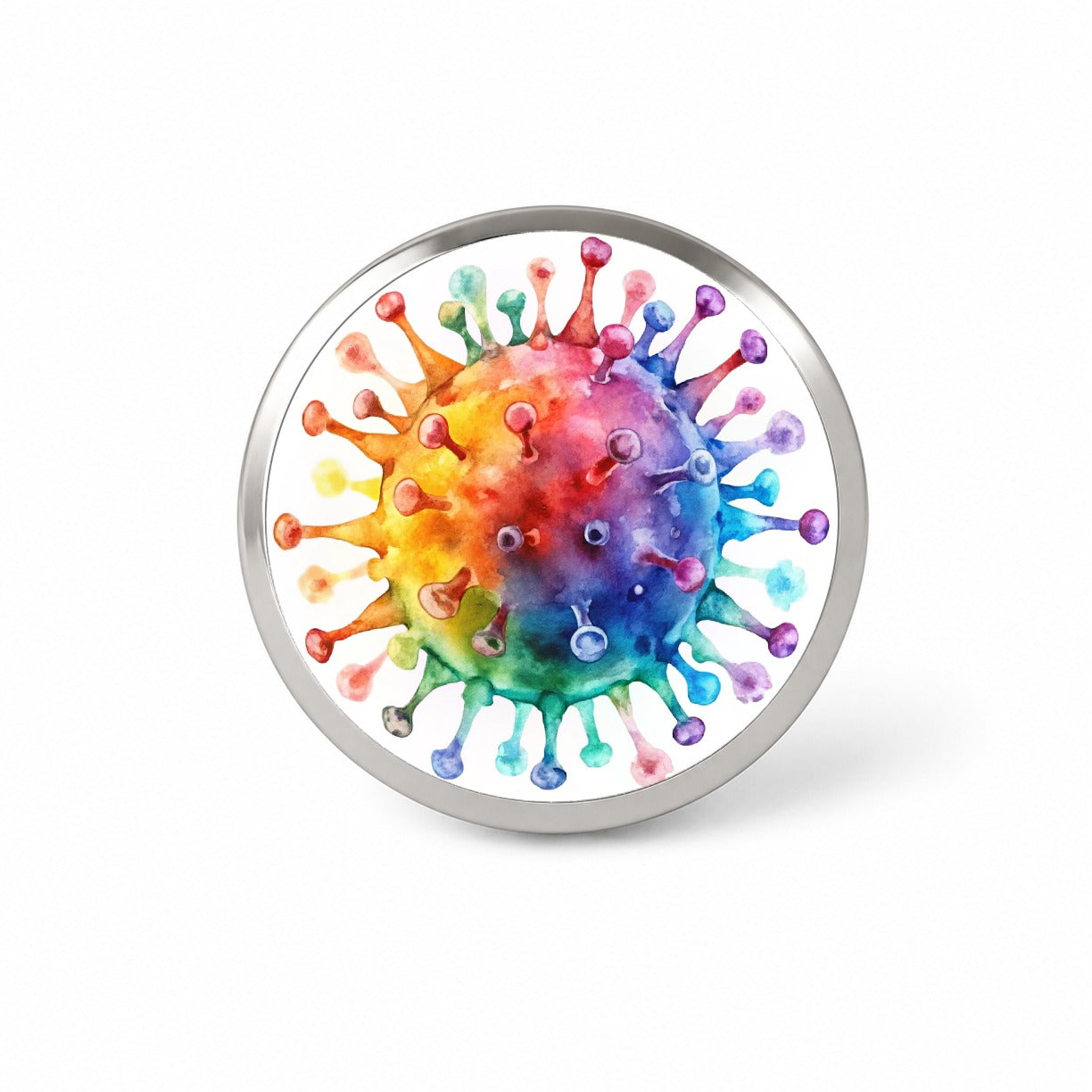 Colorful Rainbow Virus Watercolor Novelty Hat Backpack Lapel Pin