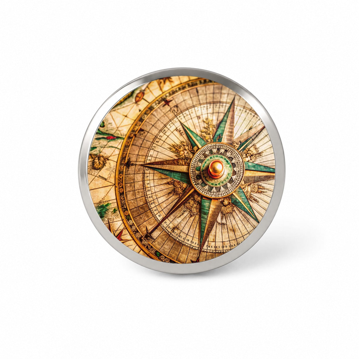 Compass Rose on an Ancient Nautical Maritime Map Novelty Hat Backpack Lapel Pin