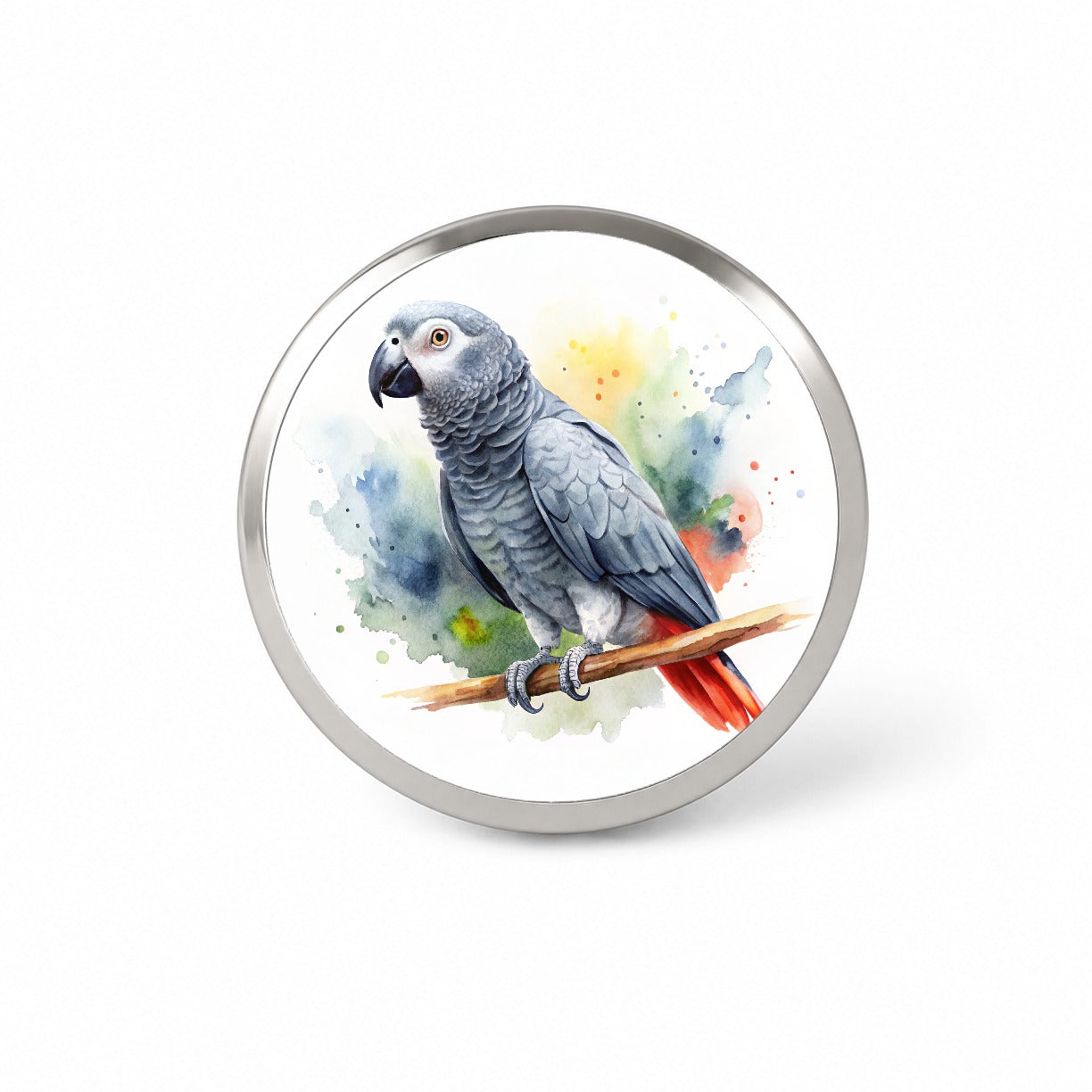 Congo African Grey Parrot Watercolor Novelty Hat Backpack Lapel Pin