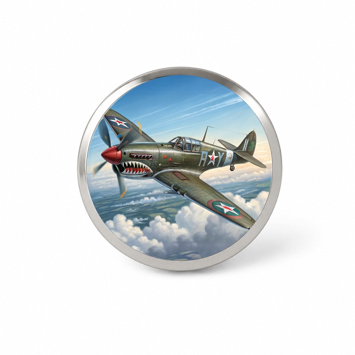 Curtiss P-40 Warhawk WWII US Fighter Bomber Plane Novelty Hat Backpack Lapel Pin