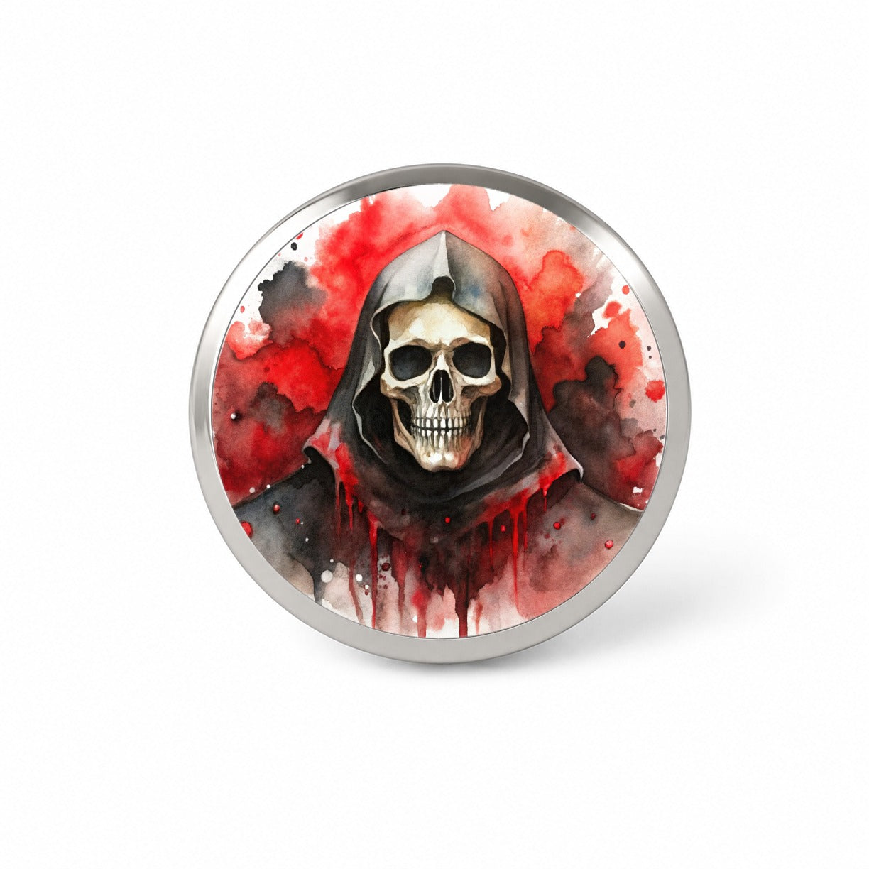 Death Grim Reaper Black Red Shades Watercolor Novelty Hat Backpack Lapel Pin