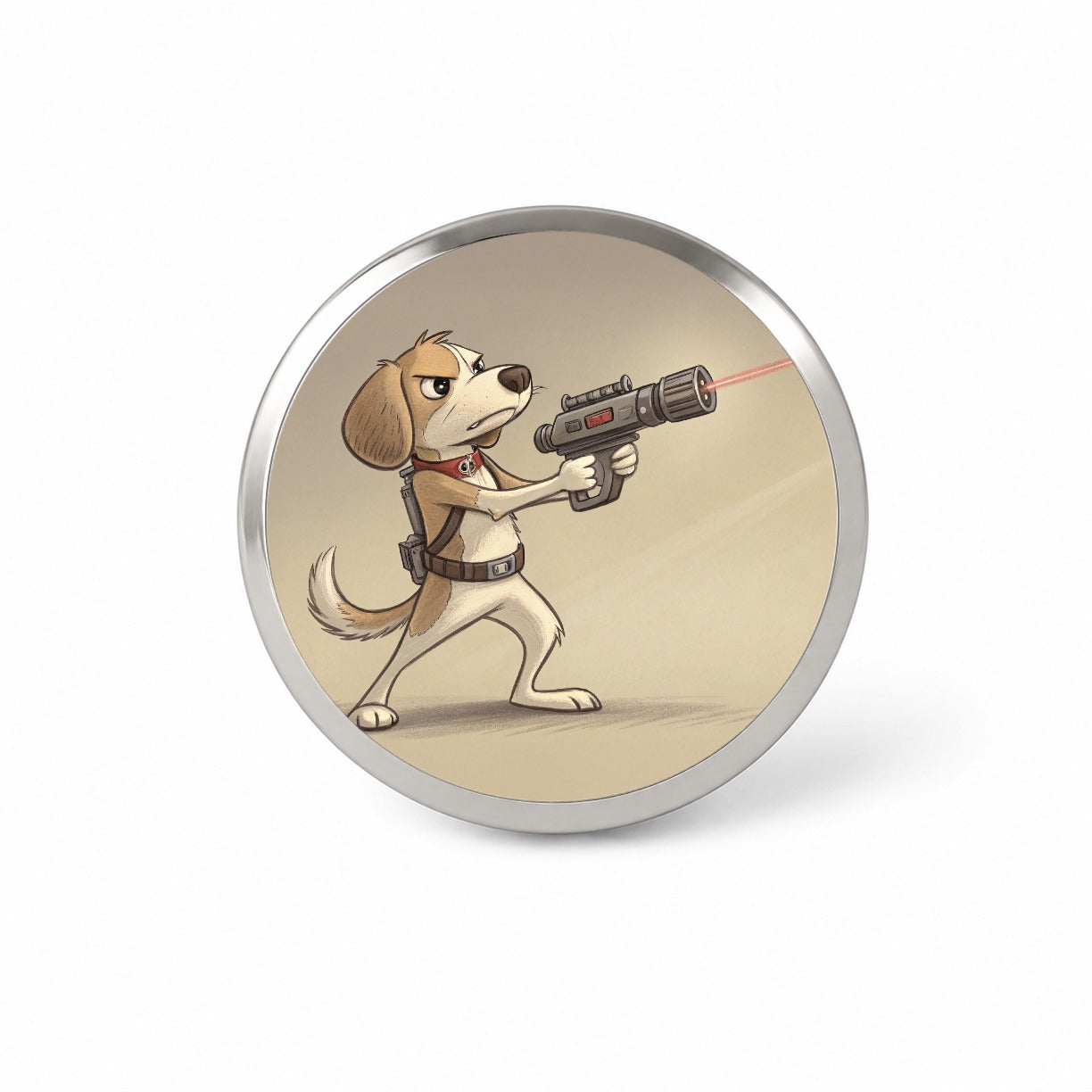 Dog With Laser Gun Sci-fi Cartoon Novelty Hat Backpack Lapel Pin