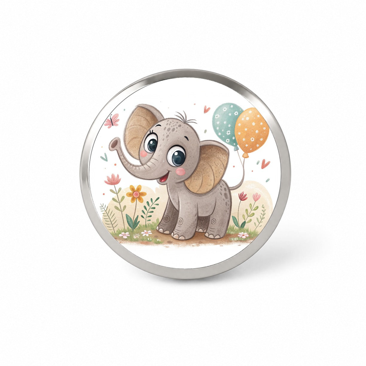 Elephant Children's Illustration Style Novelty Hat Backpack Lapel Pin
