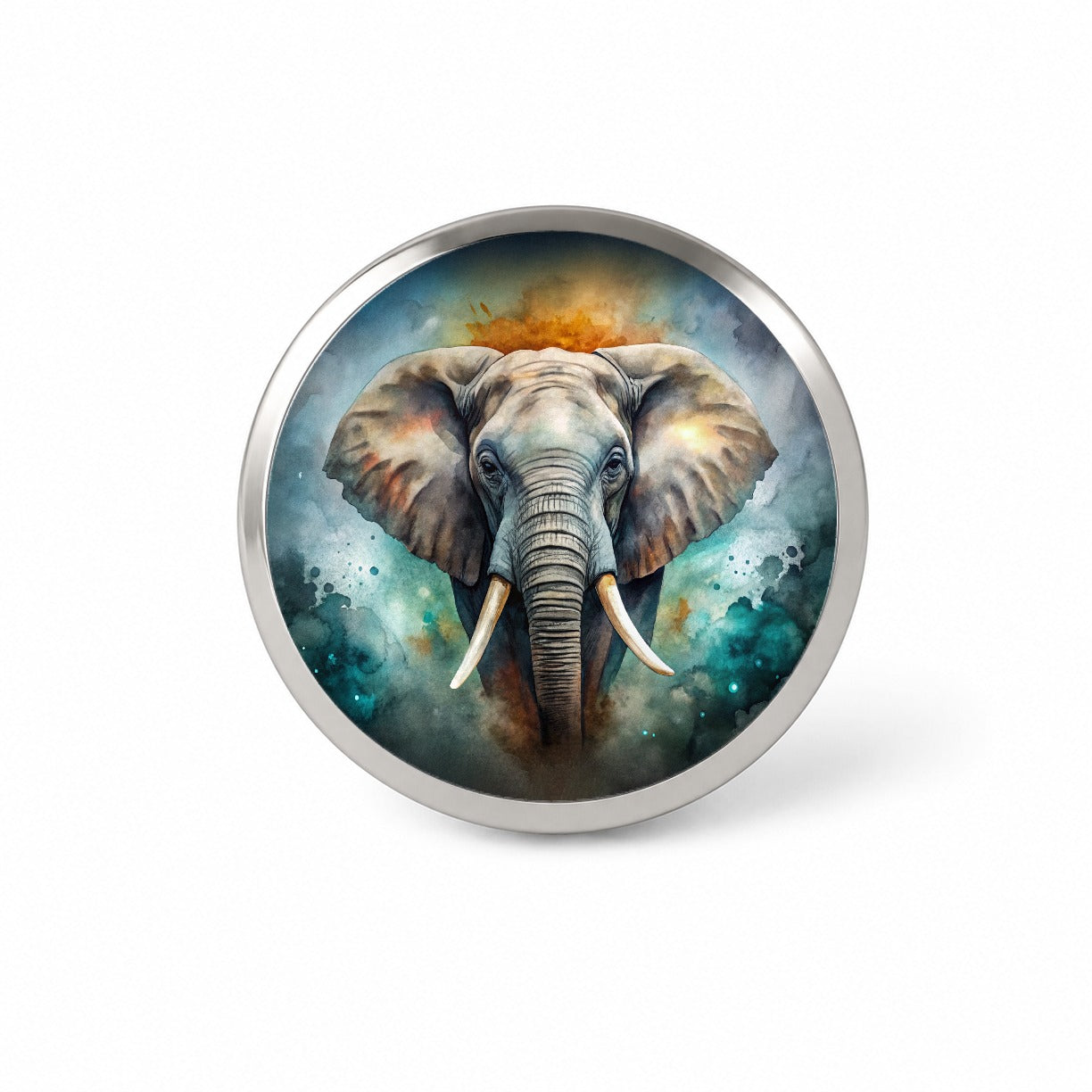 Elephant on Black Watercolor Background Novelty Hat Backpack Lapel Pin