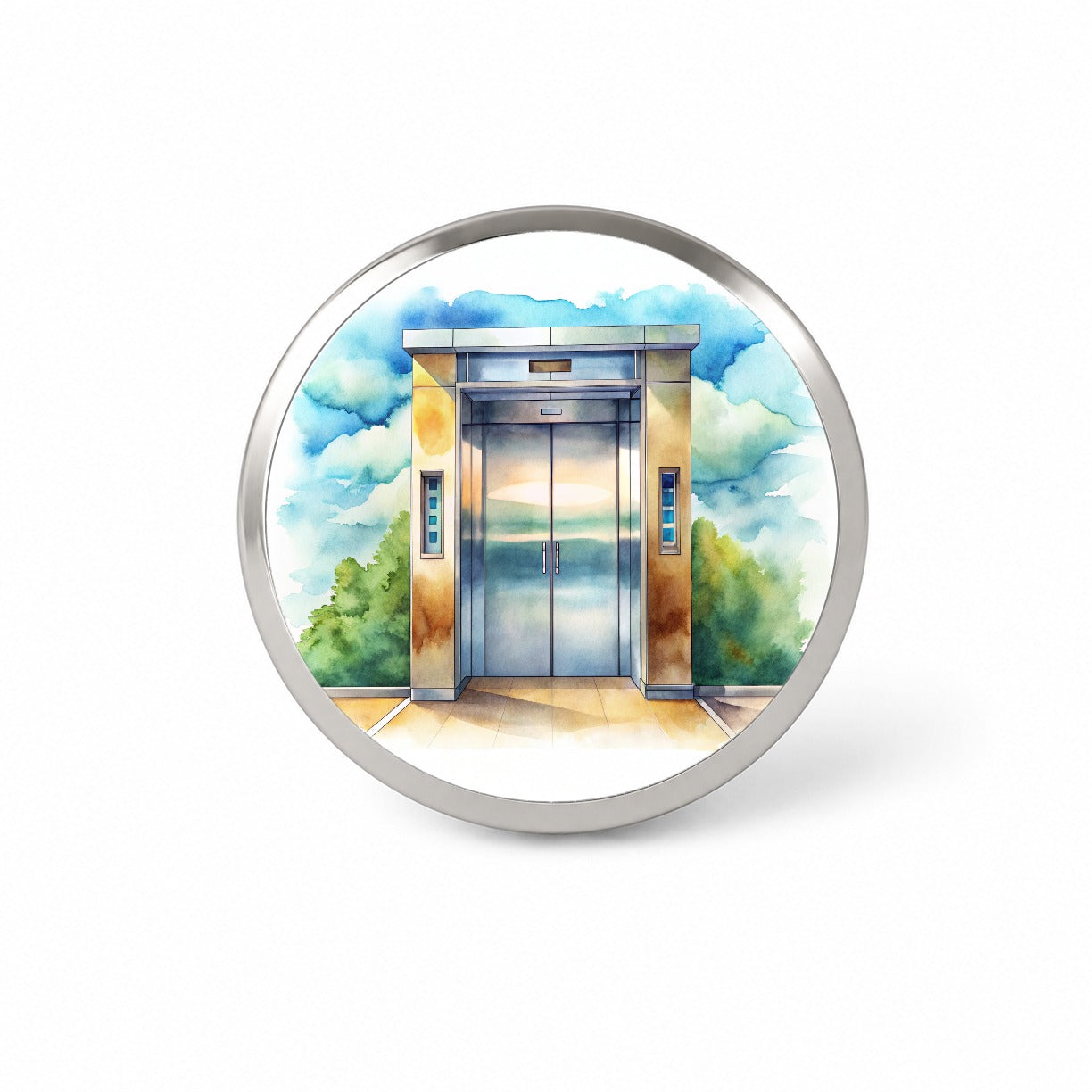 Elevator To Nowhere Watercolor Novelty Hat Backpack Lapel Pin