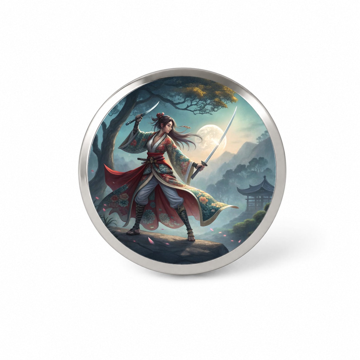 Fantasy Female Warrior Classic Japanese Anime Style Novelty Hat Backpack Lapel Pin