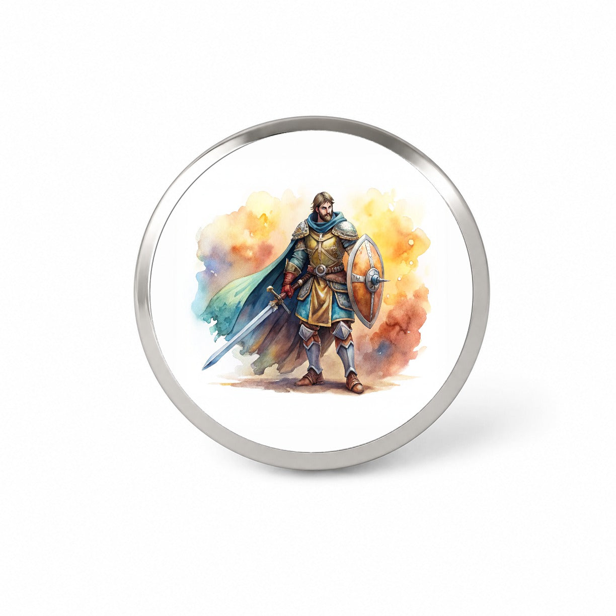 Fantasy Male Warrior Fighter With Sword And Shield Tank Novelty Hat Backpack Lapel Pin