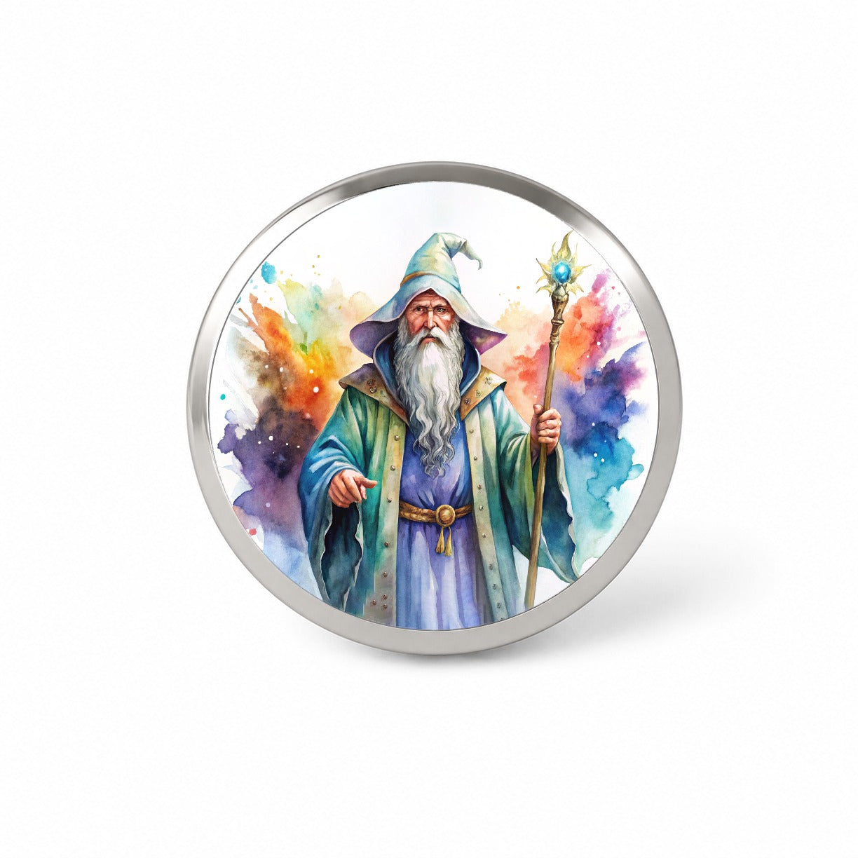 Fantasy Wizard Magician Magic User Watercolor Novelty Hat Backpack Lapel Pin