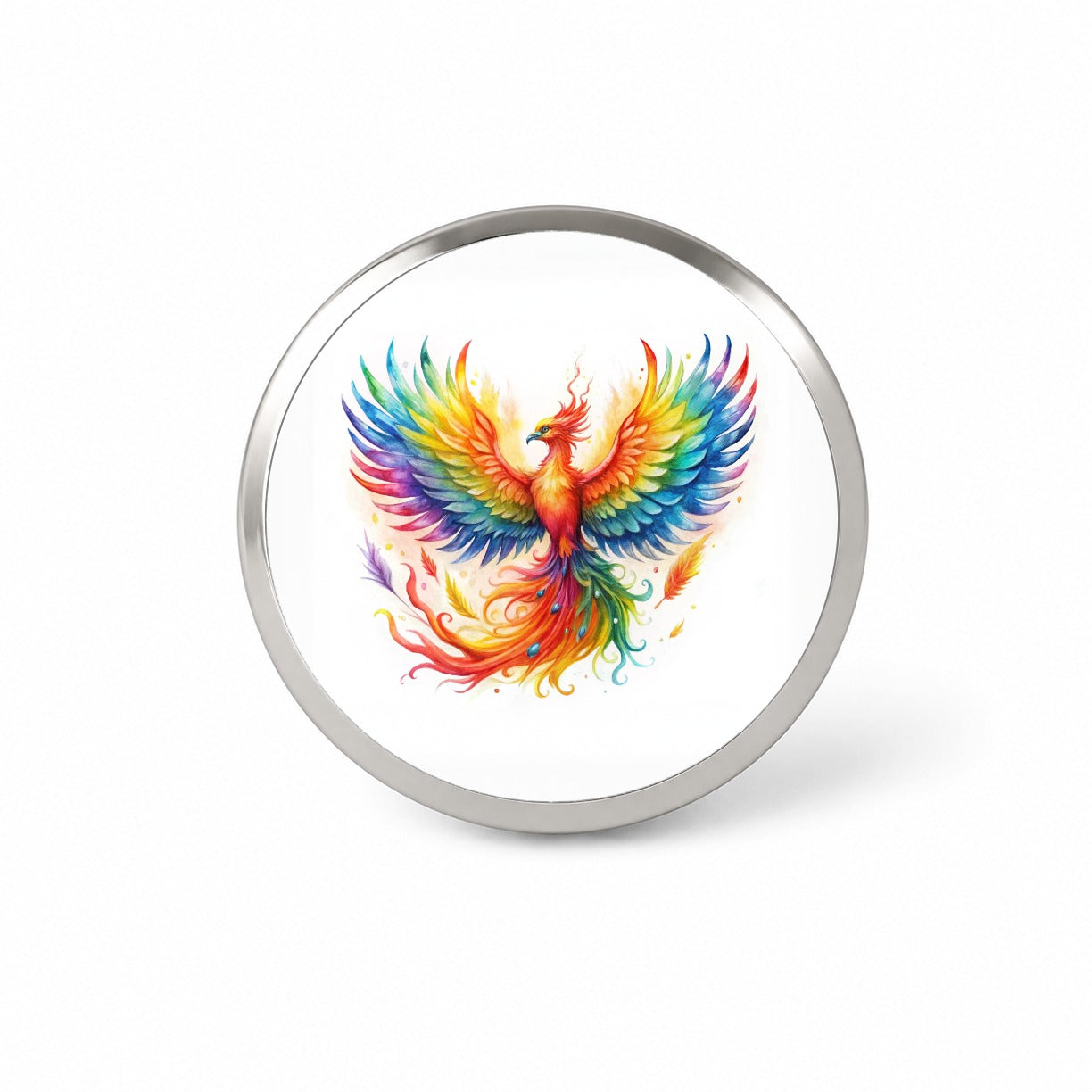 Flaming Rainbow Phoenix Rising Fantasy Watercolor Novelty Hat Backpack Lapel Pin