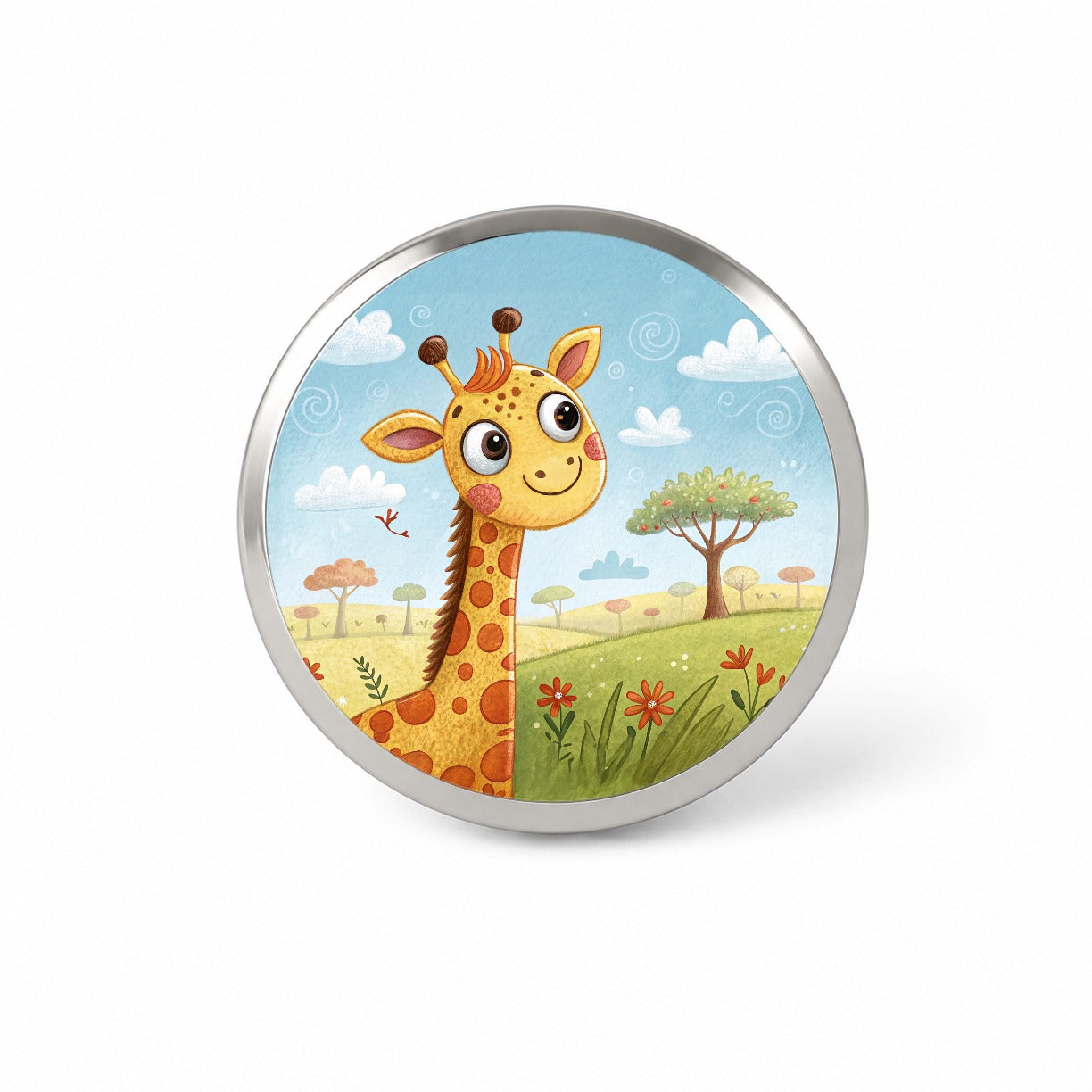 Giraffe Children's Illustration Style Novelty Hat Backpack Lapel Pin