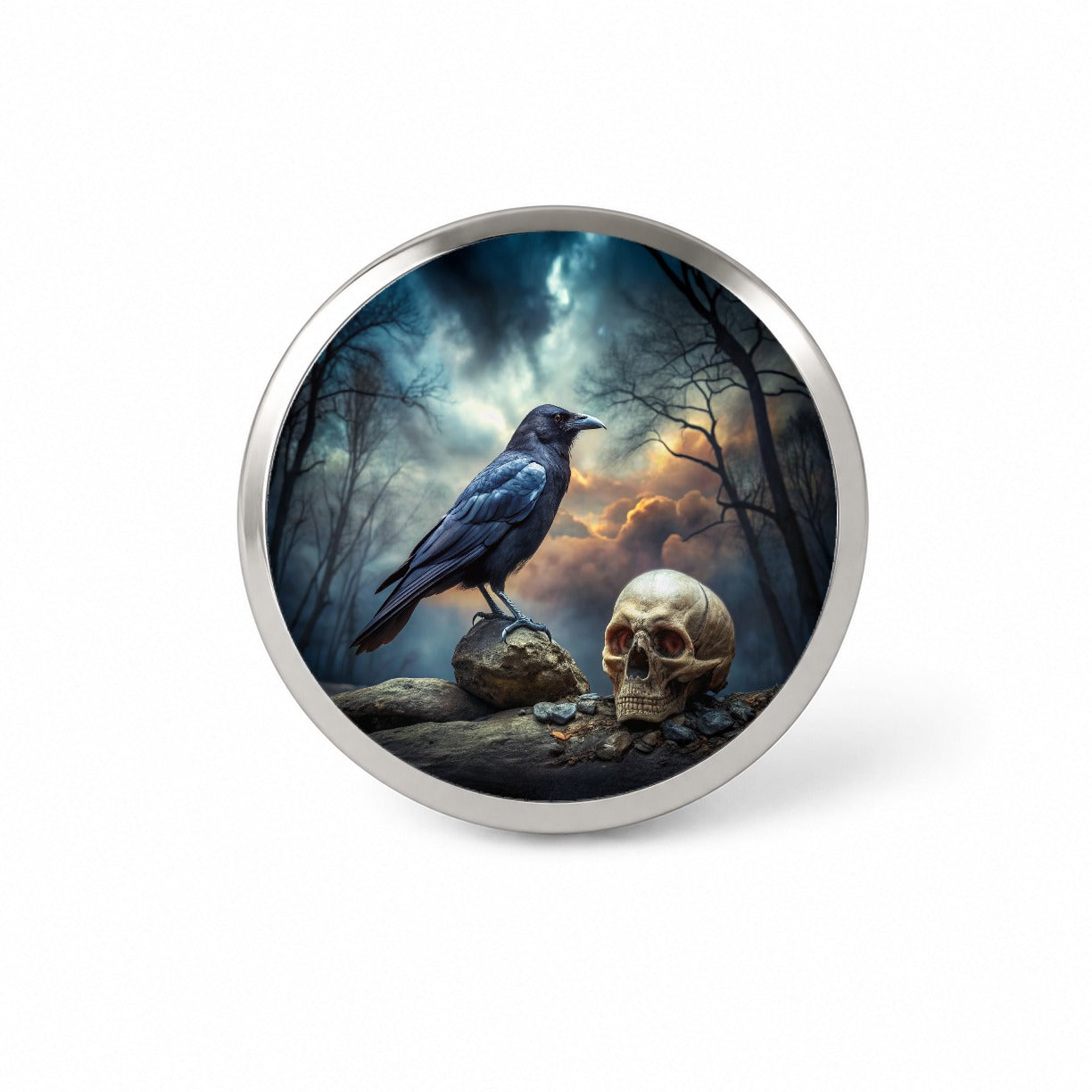 Gothic Raven Death Skull Halloween Novelty Hat Backpack Lapel Pin