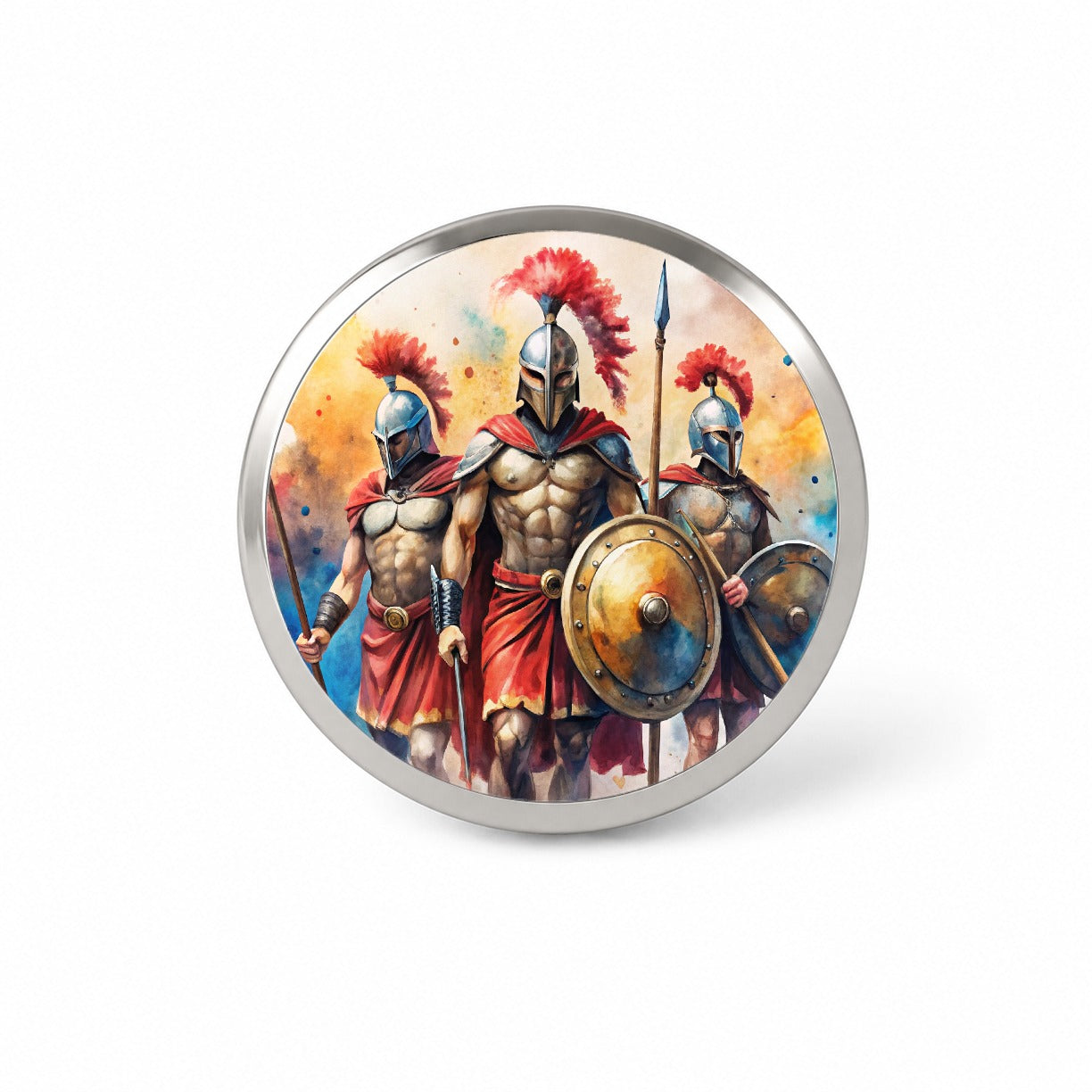 Greek Warriors Spartans Watercolor Novelty Hat Backpack Lapel Pin