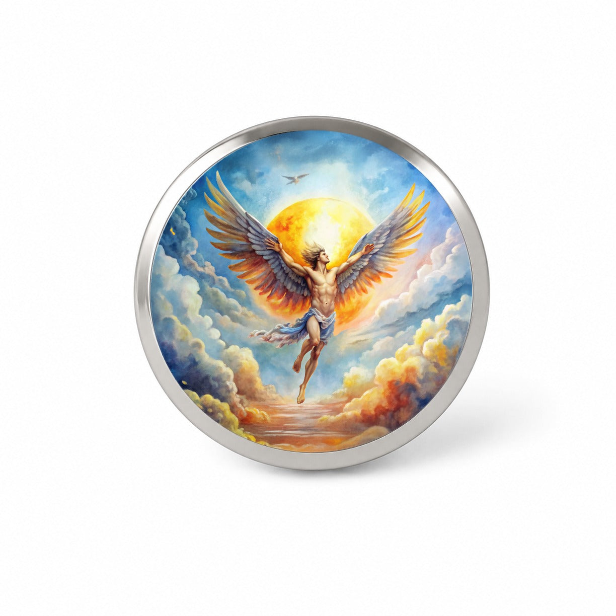 Icarus Flying Too Close To The Sun Greek Myth Watercolor Novelty Hat Backpack Lapel Pin