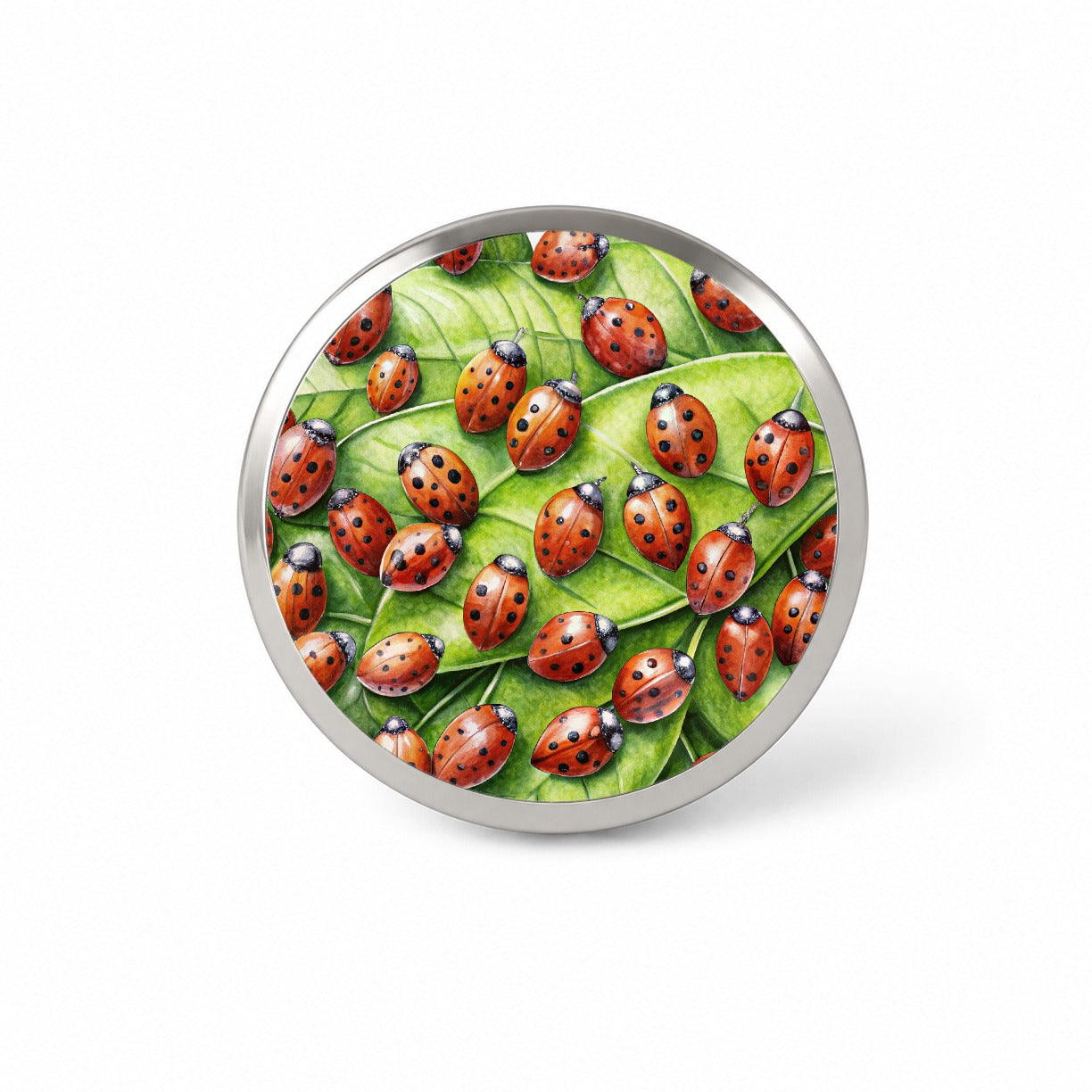 Ladybugs on Leaf Novelty Hat Backpack Lapel Pin