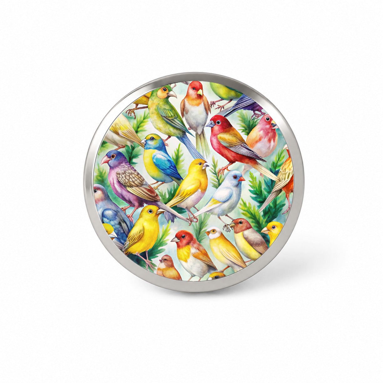 Many Colorful Canary Birds Watercolor Novelty Hat Backpack Lapel Pin