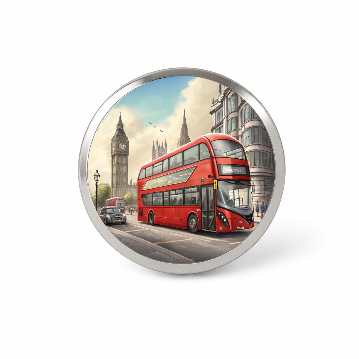 Modern Double Decker Bus In London England Novelty Hat Backpack Lapel Pin