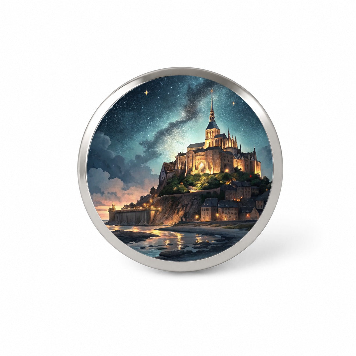 Mont Saint Michel Monastery Lit Up At Night Normandy Novelty Hat Backpack Lapel Pin