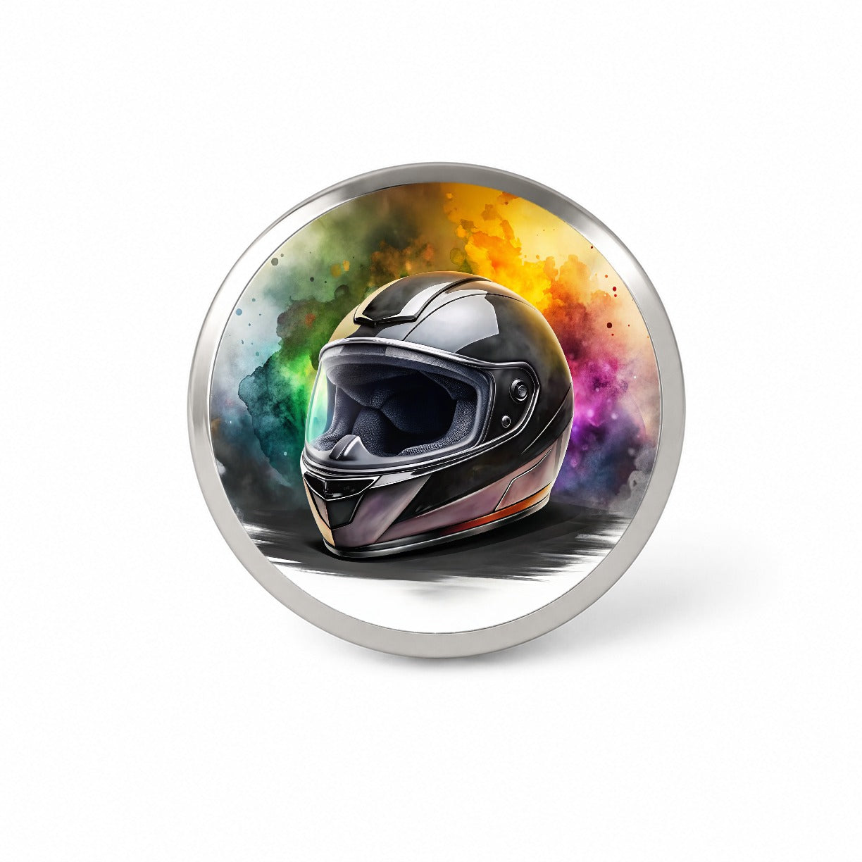 Motorcycle Racing Riding Helmet Watercolor Novelty Hat Backpack Lapel Pin