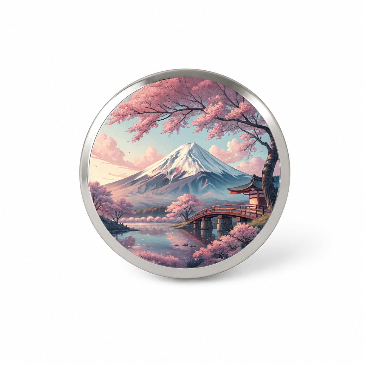 Mount Fuji During Cherry Blossom Season Japan Novelty Hat Backpack Lapel Pin