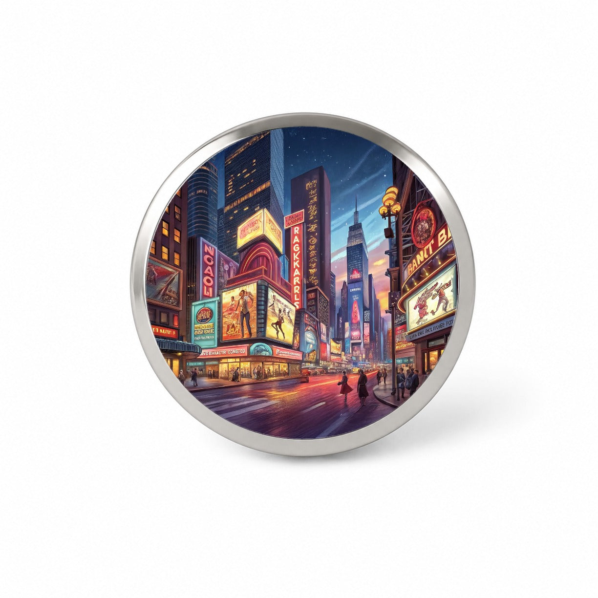 Neon Lights of City Center at Night Novelty Hat Backpack Lapel Pin