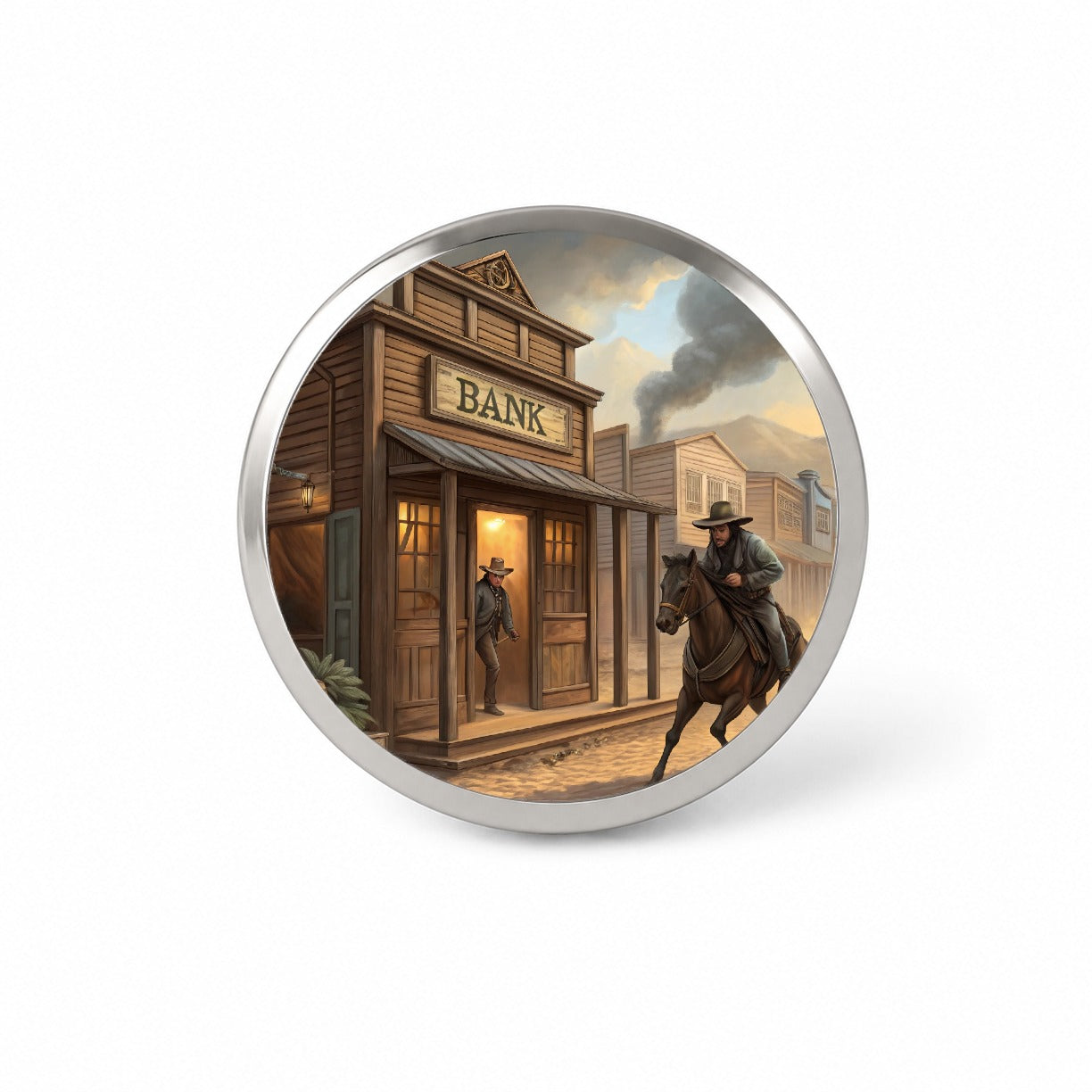 Old West Bank Robbery Western Novelty Hat Backpack Lapel Pin