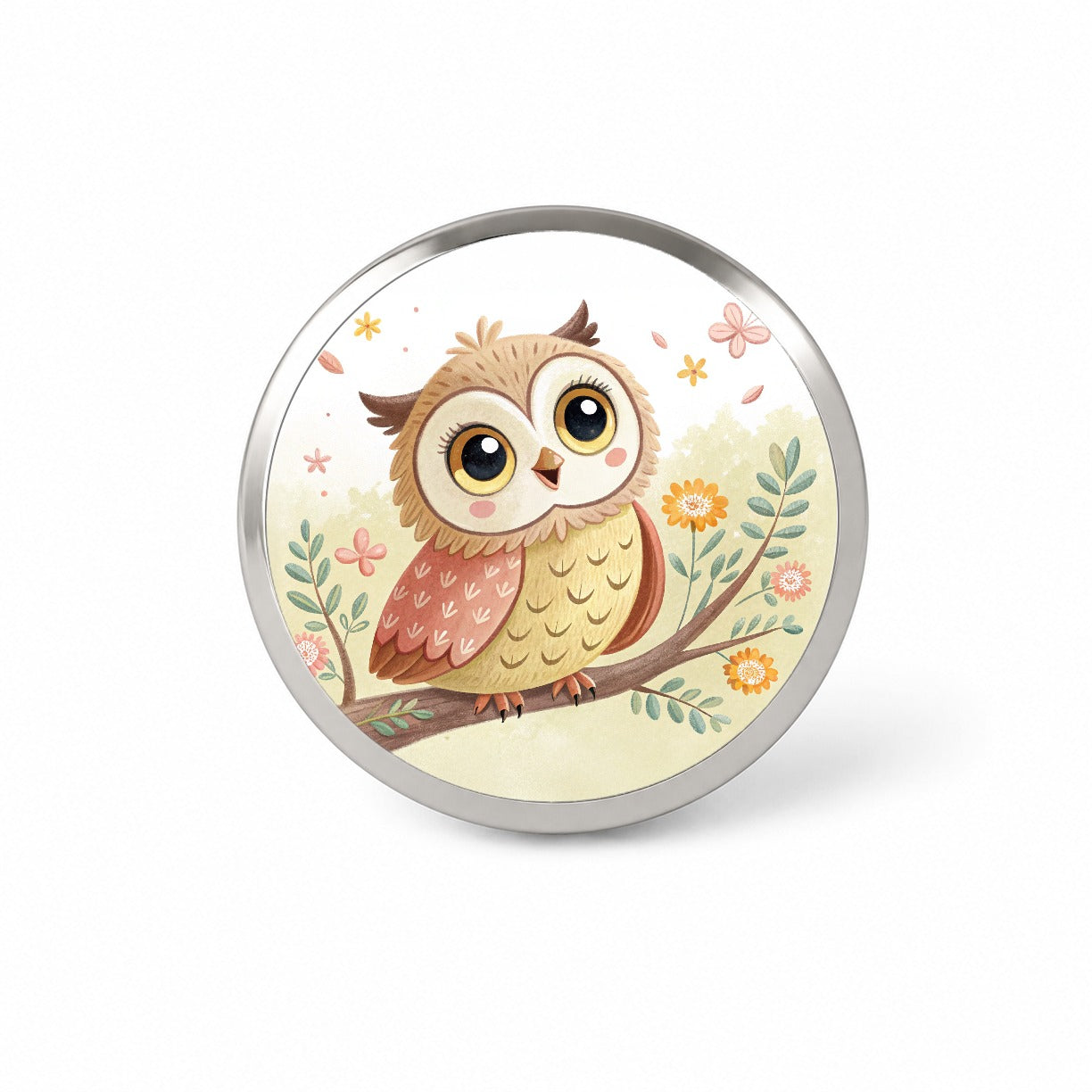 Owl Children's Illustration Style Novelty Hat Backpack Lapel Pin