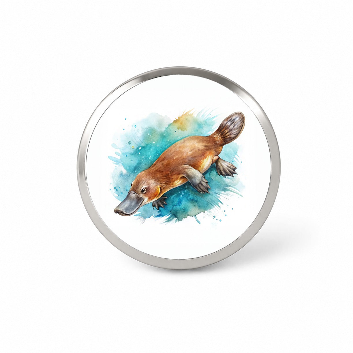 Platypus Swimming Watercolor Novelty Hat Backpack Lapel Pin
