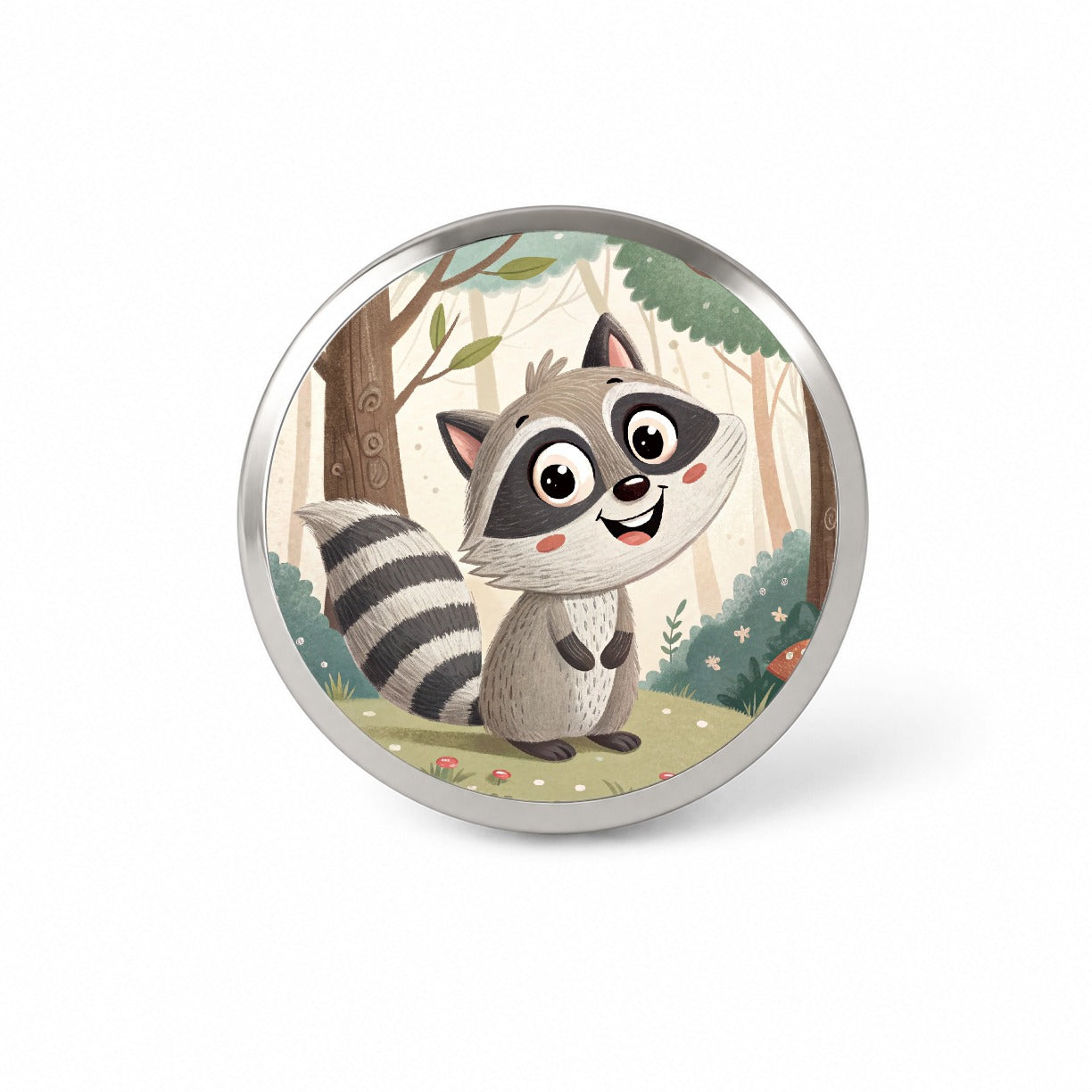 Raccoon Children's Illustration Style Novelty Hat Backpack Lapel Pin