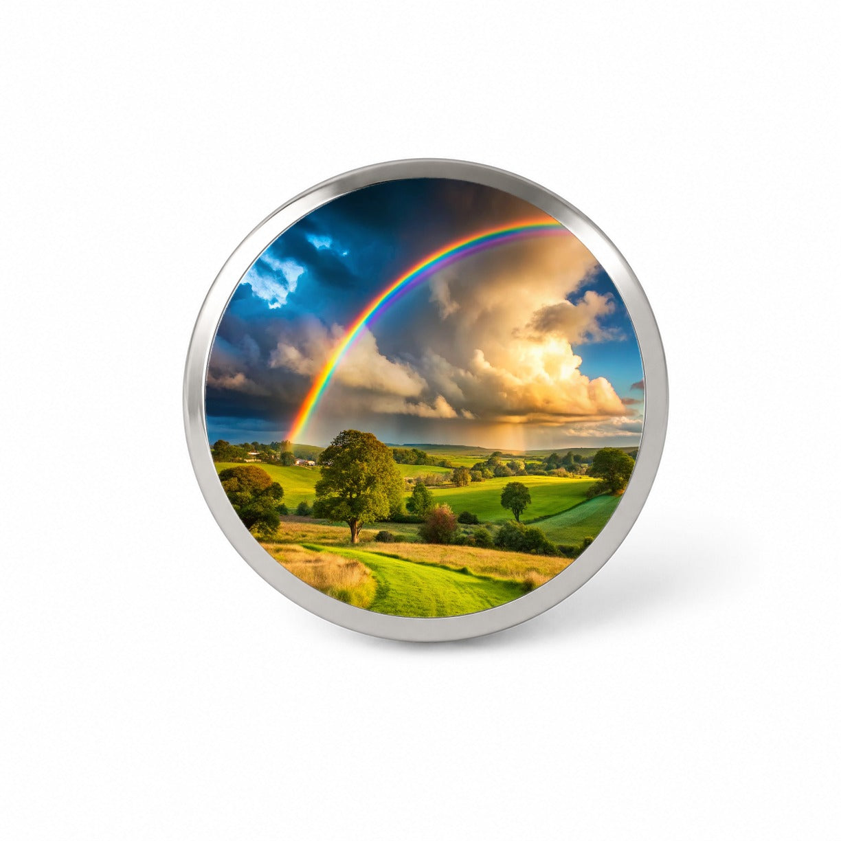 Rainbow After Rain Storm In The Country Novelty Hat Backpack Lapel Pin