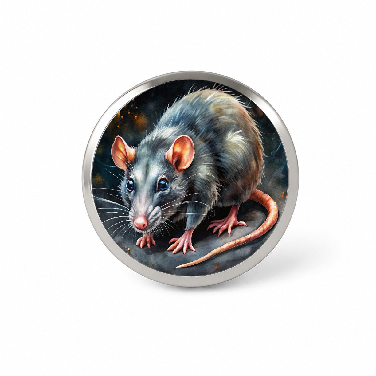 Rat Black Watercolor Novelty Hat Backpack Lapel Pin