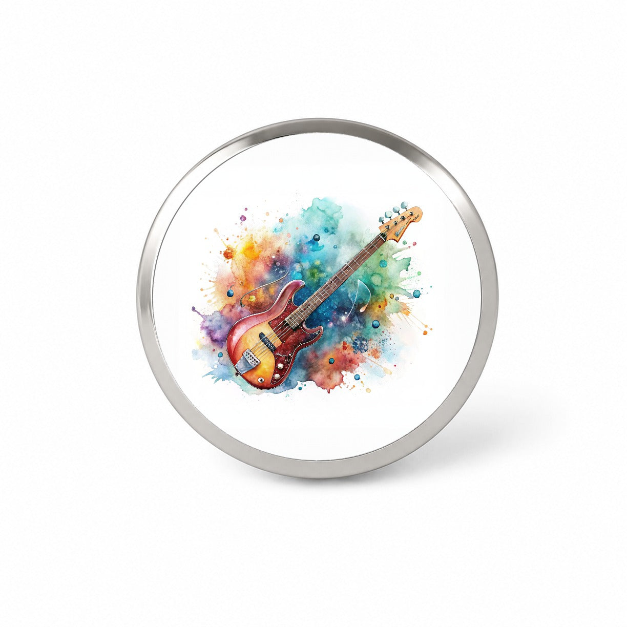 Rock And Roll Guitar Watercolor Novelty Hat Backpack Lapel Pin