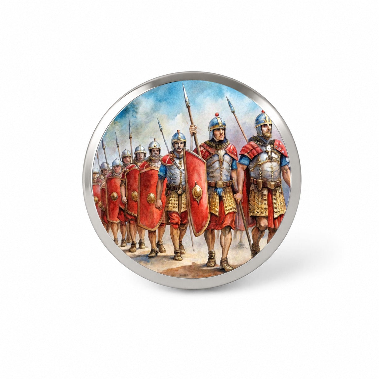 Roman Legion Marching In Formation Watercolor Novelty Hat Backpack Lapel Pin