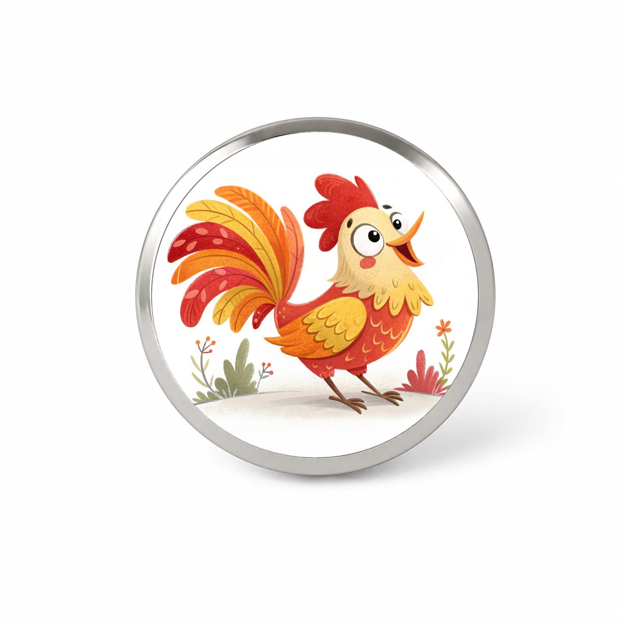 Rooster Children's Illustration Style Novelty Hat Backpack Lapel Pin