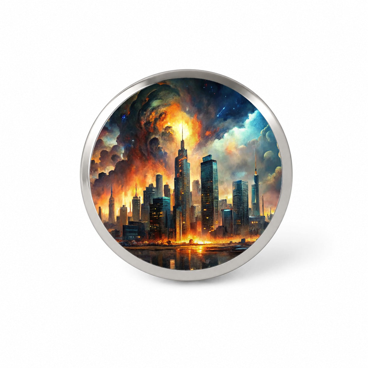 Sci-fi Apocalypse End Of The World Cityscape Novelty Hat Backpack Lapel Pin