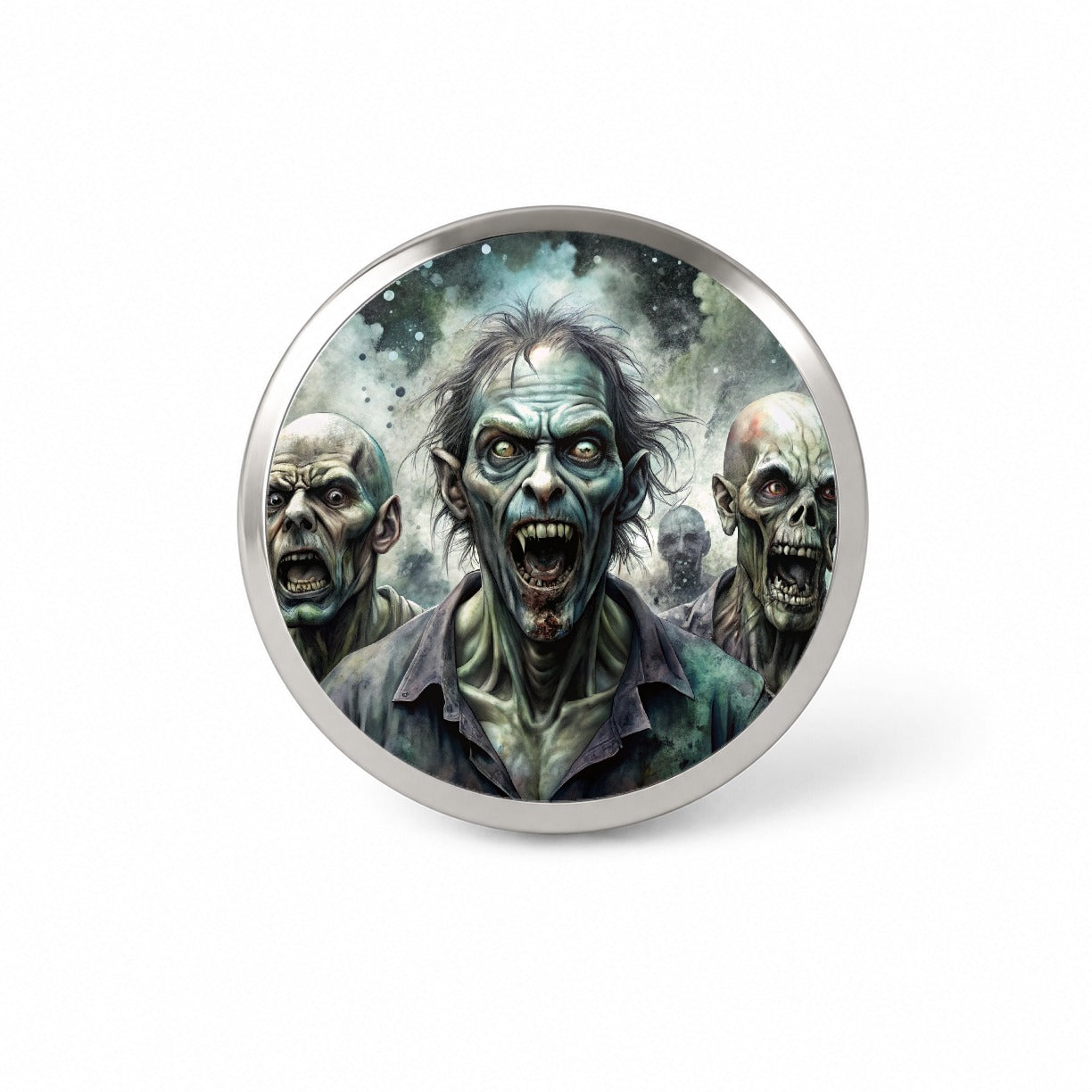 Shambling Zombies Monsters Black Watercolor Novelty Hat Backpack Lapel Pin