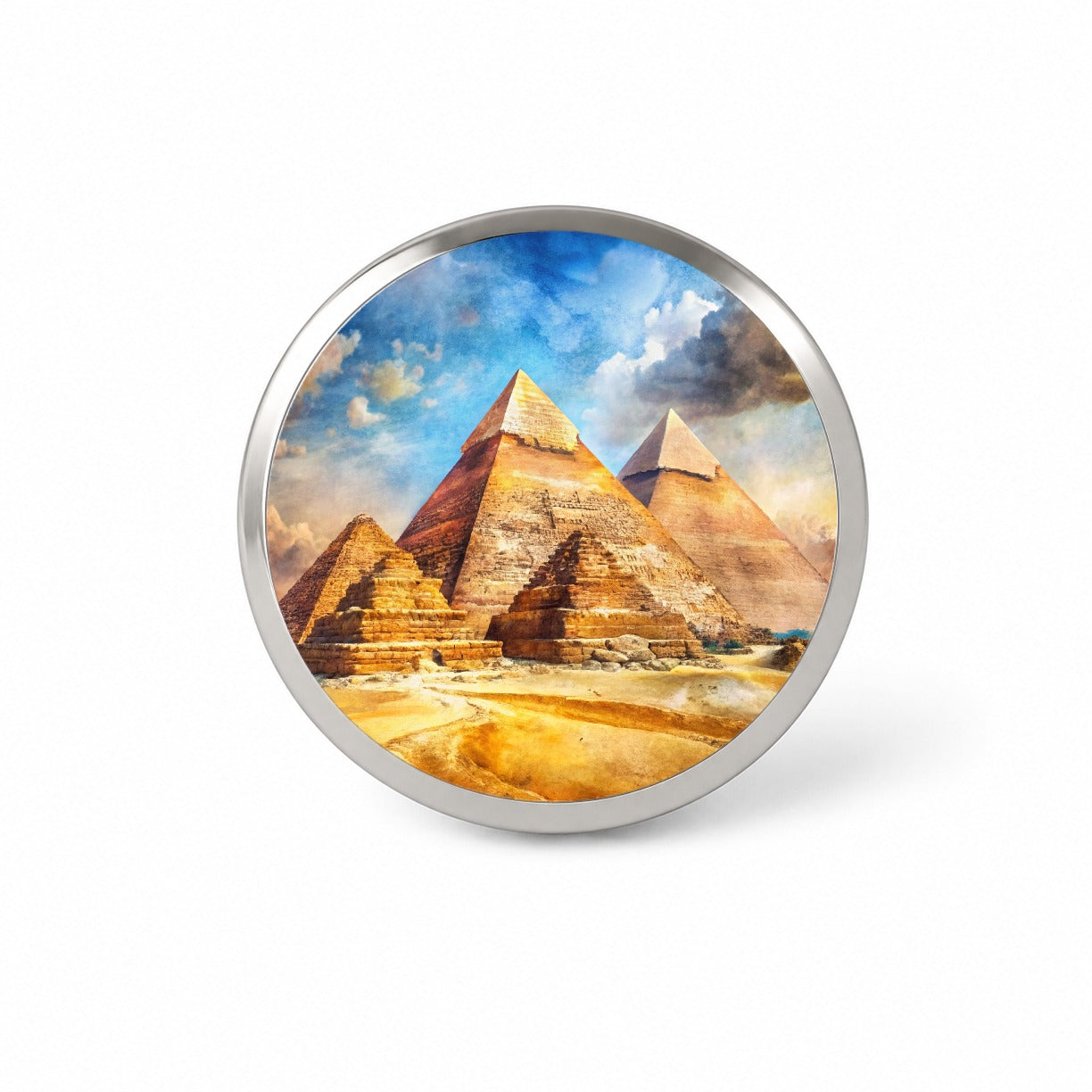 The Great Pyramids Of Giza Watercolor Novelty Hat Backpack Lapel Pin