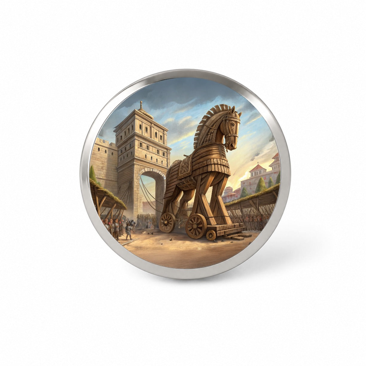 Trojan Horse Being Brought Into Troy Homer's Iliad War Novelty Hat Backpack Lapel Pin