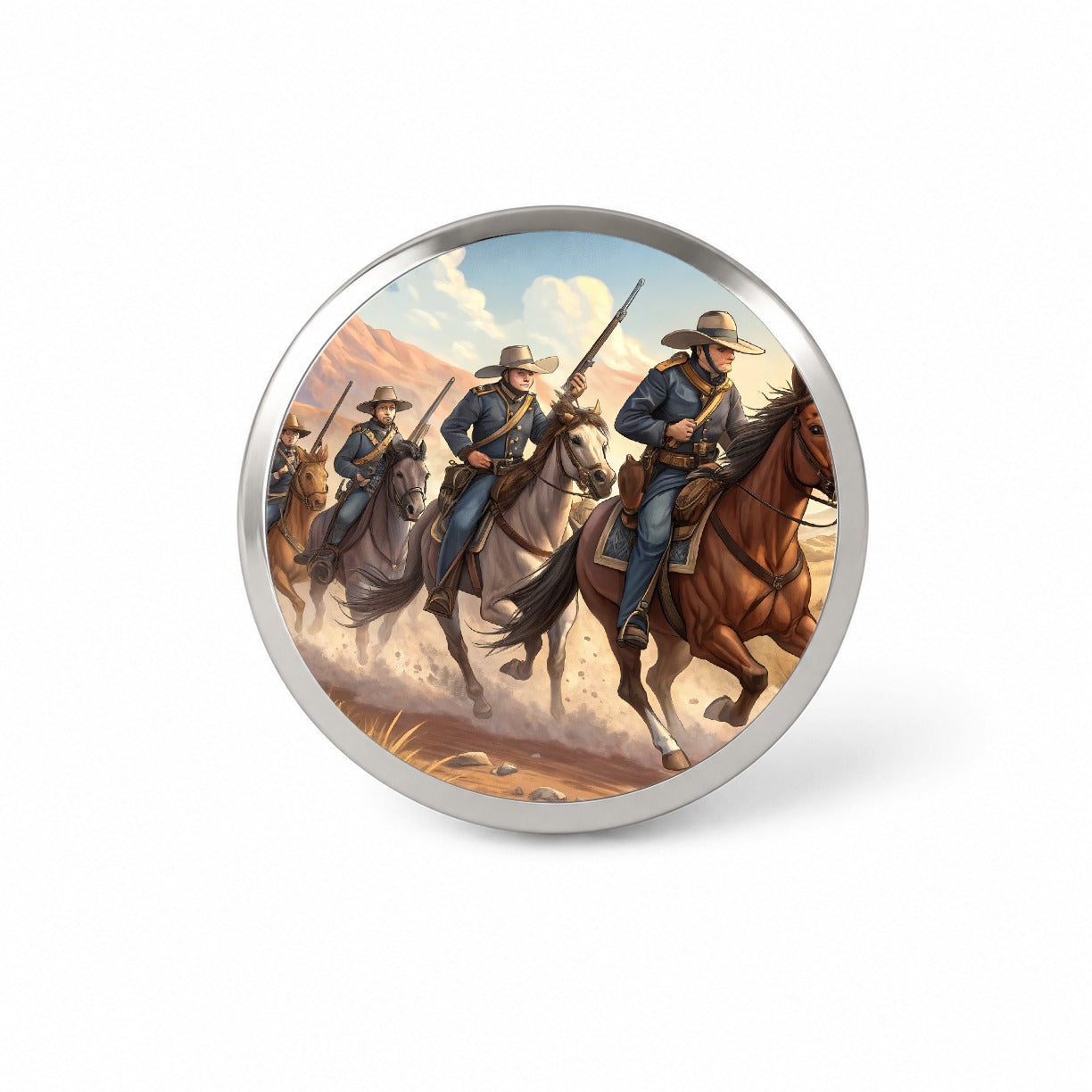US Cavalry Charge Cowboy Western Old West Novelty Hat Backpack Lapel Pin