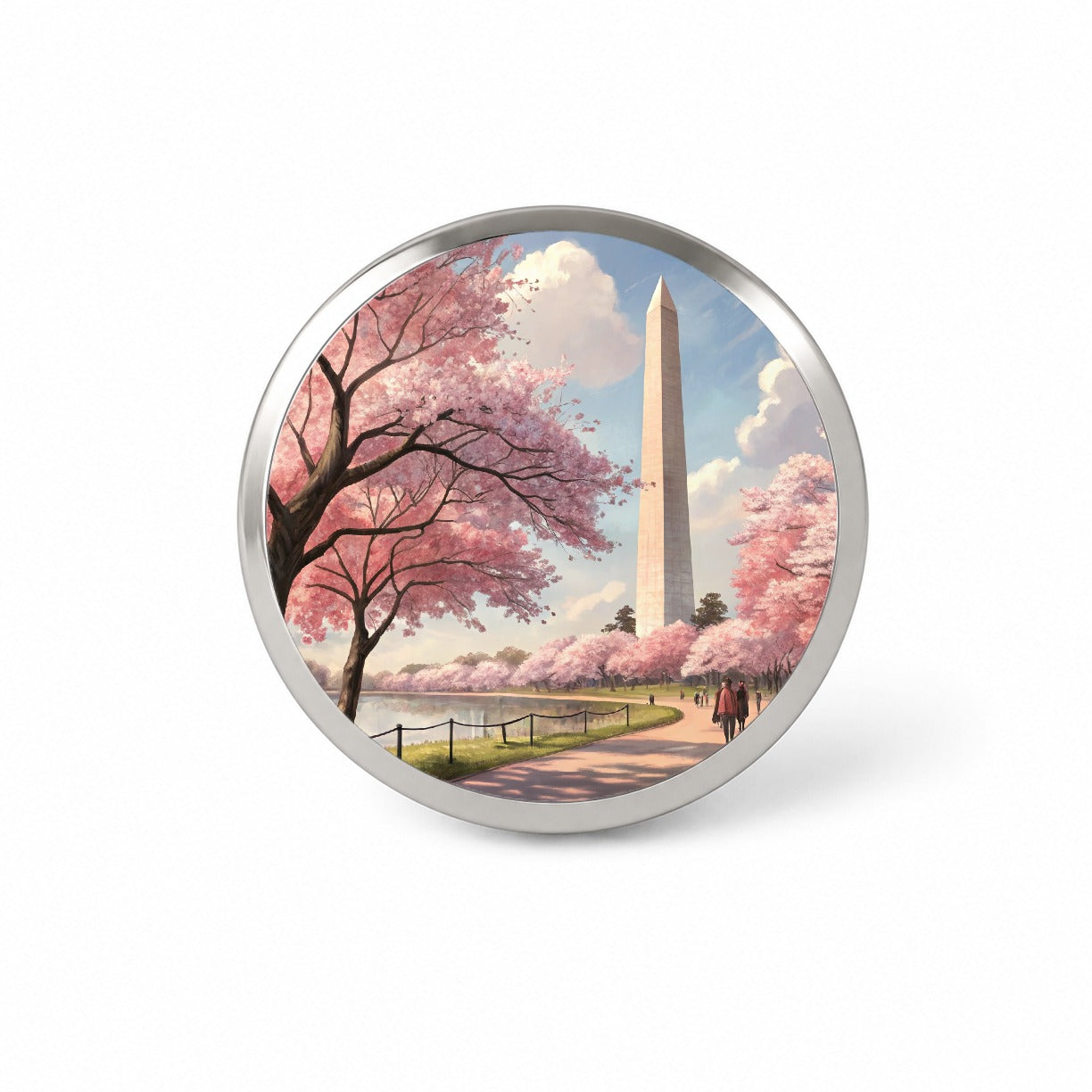 Washington Monument During Cherry Tree Blossom Season Novelty Hat Backpack Lapel Pin