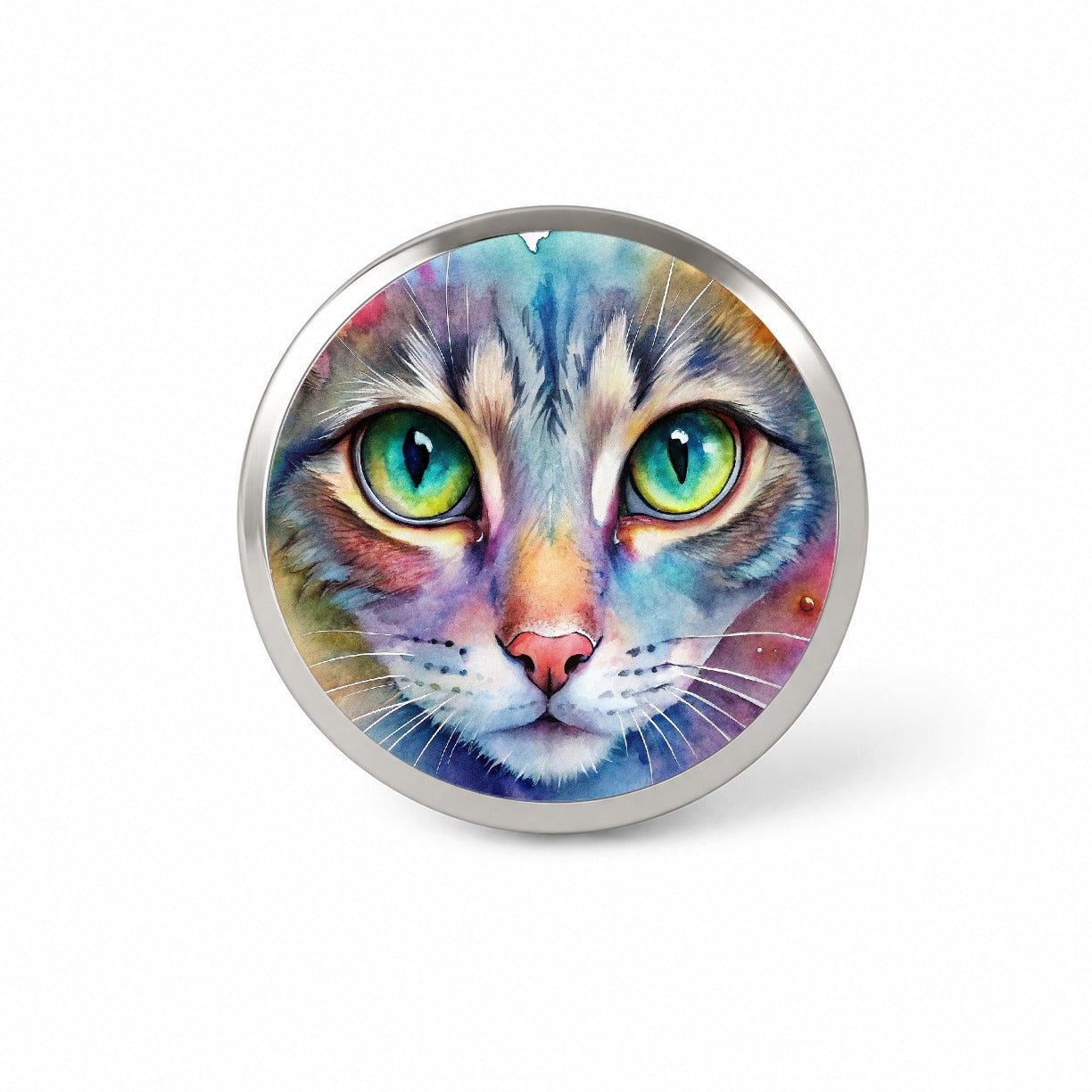 Watercolor Tabby Cat Novelty Hat Backpack Lapel Pin