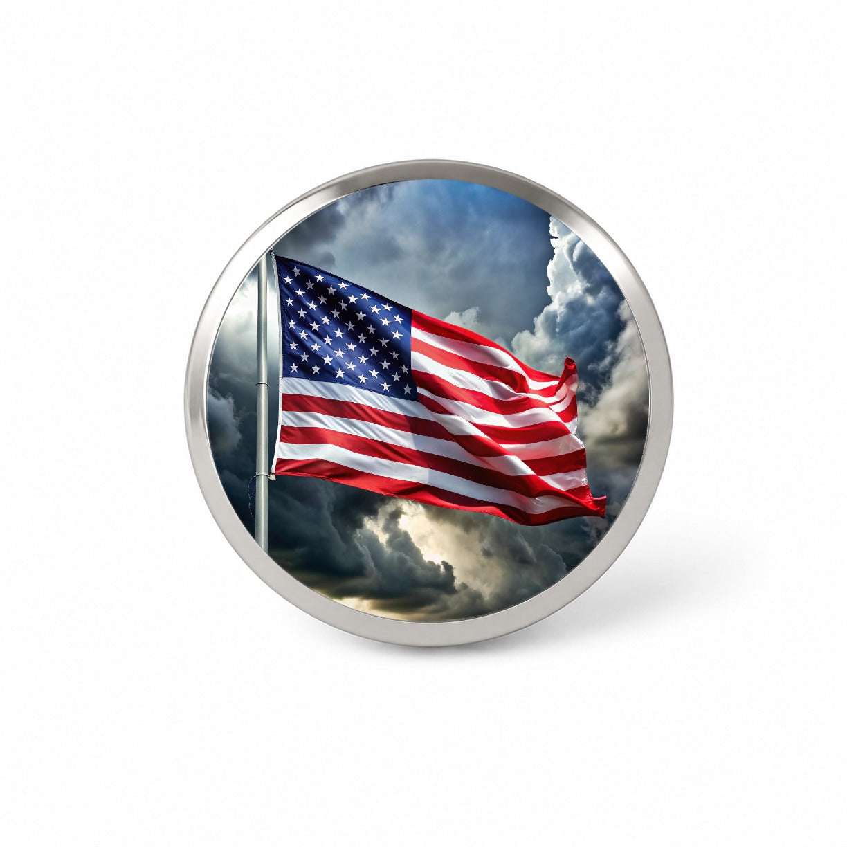Waving American Flag After Storm Patriotic United States Novelty Hat Backpack Lapel Pin