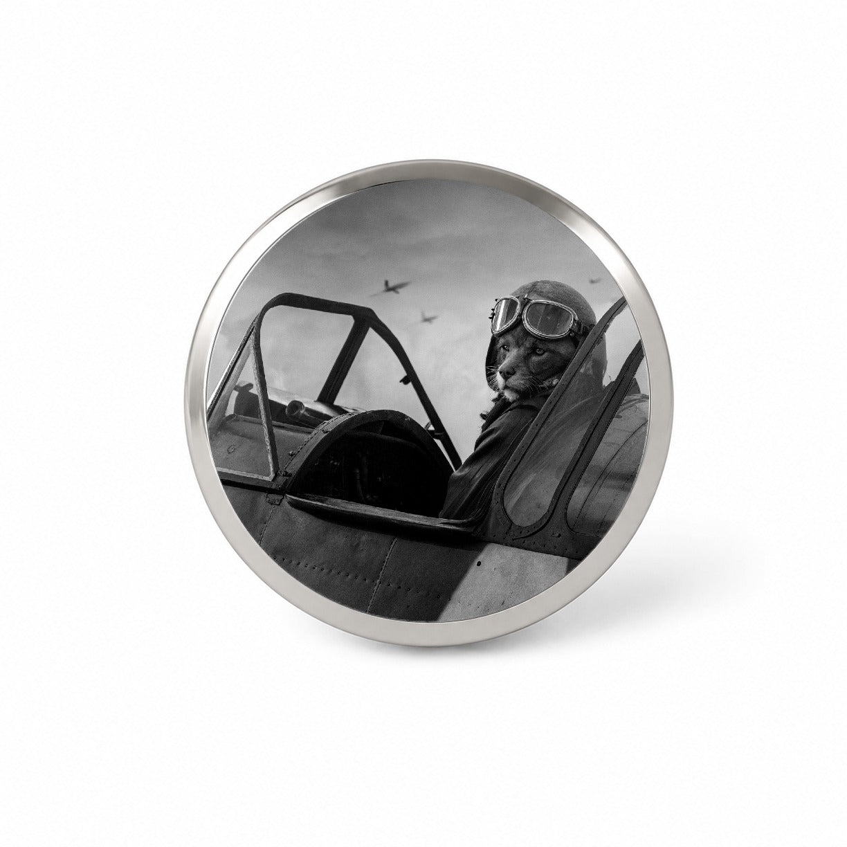 WWII Cat Fighter Plane Pilot Ace Retro Alternative Universe Novelty Hat Backpack Lapel Pin