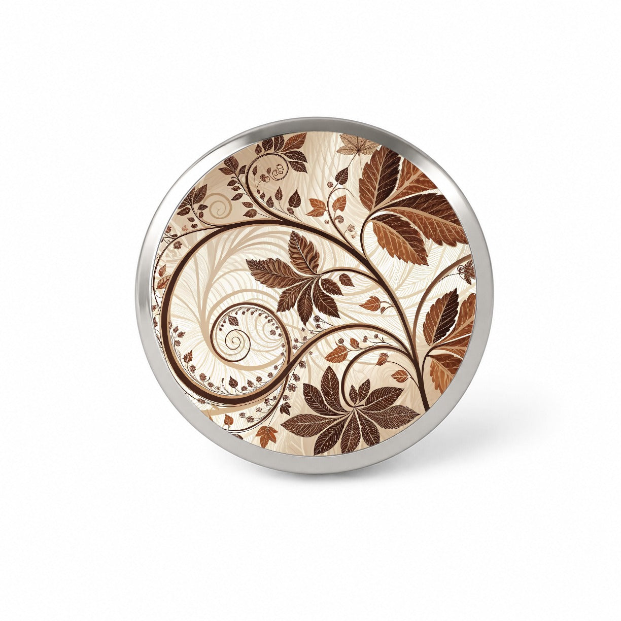 Abstract Brown Leaves Design Novelty Hat Backpack Lapel Pin