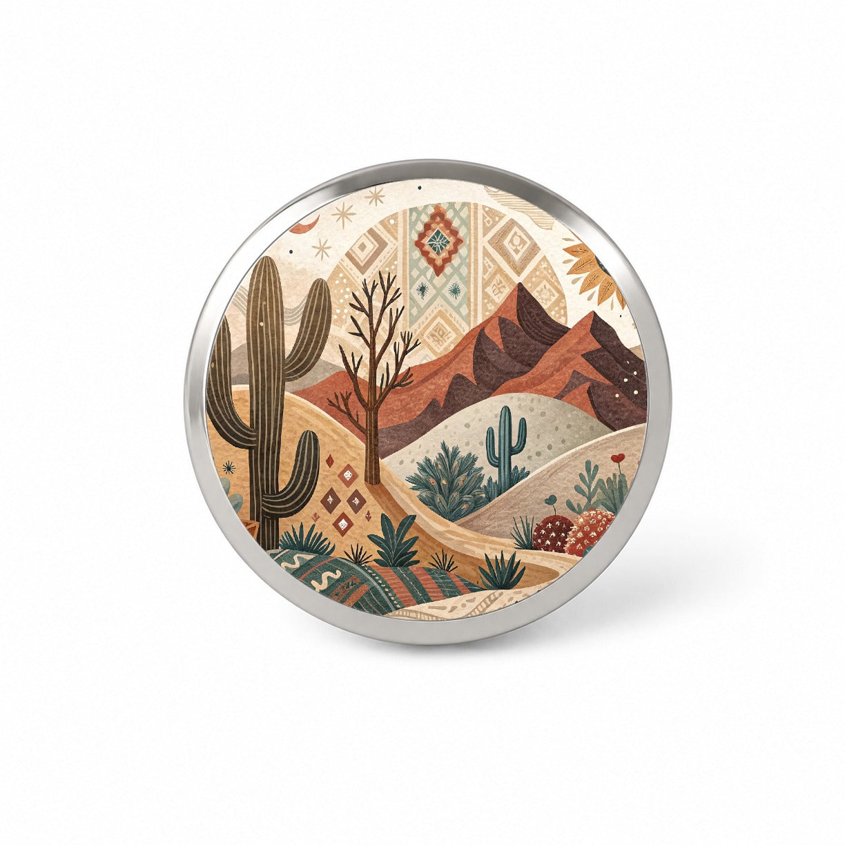 Abstract Brown Tan Southwestern Desert Design Novelty Hat Backpack Lapel Pin