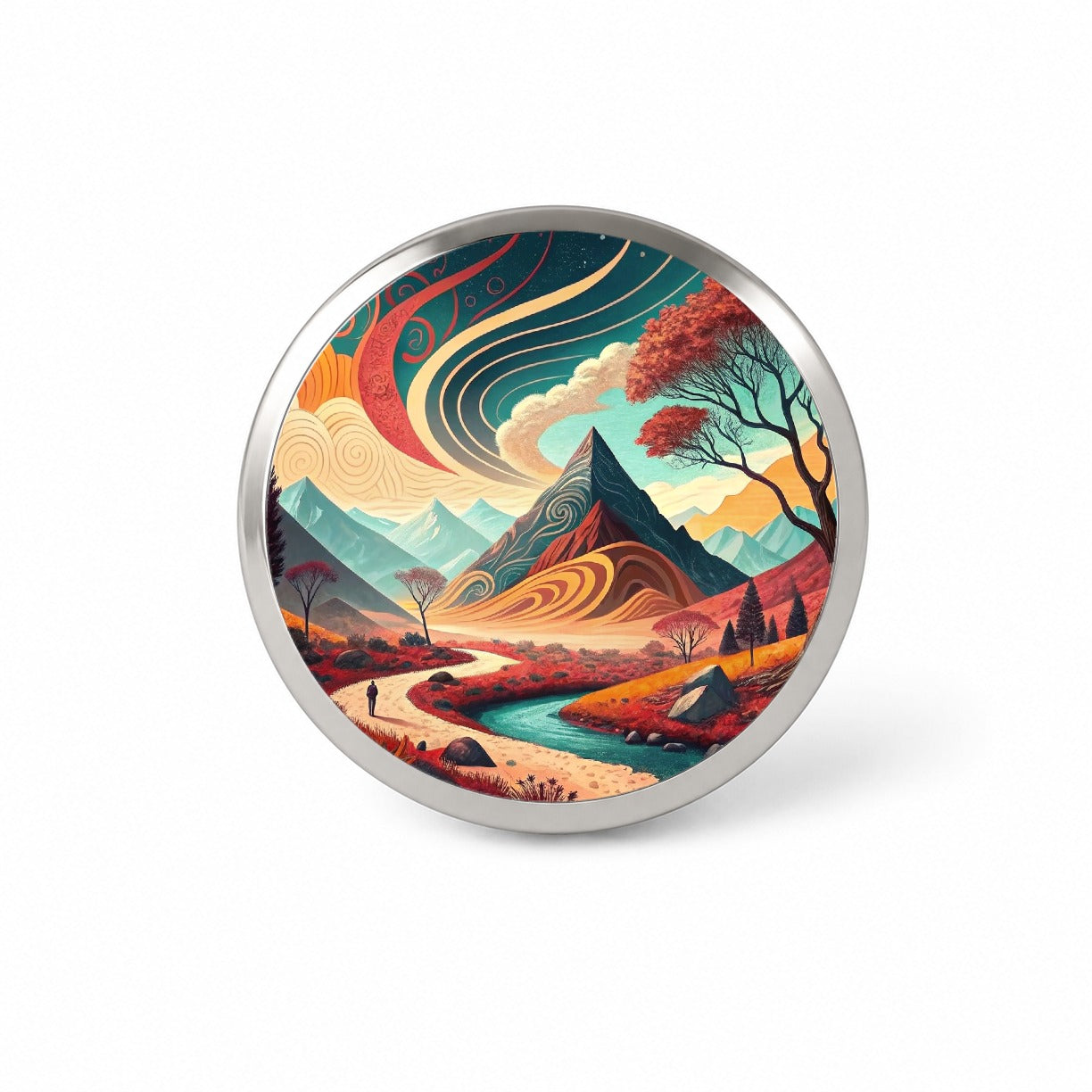 Abstract Modern Art Landscape Novelty Hat Backpack Lapel Pin